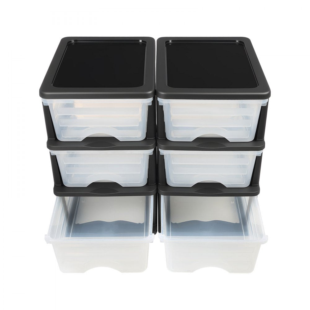 2 Pack Plastic Storage Drawers Storage Dresser Organizer Bins 6 Drawers