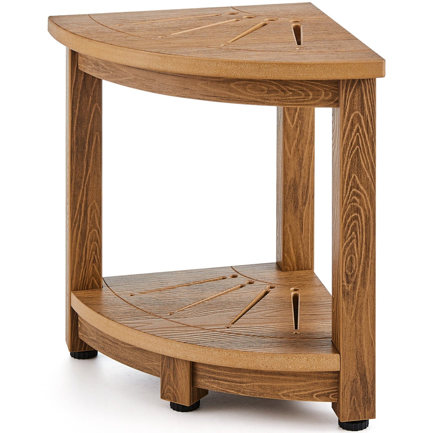 VEVOR Corner Shower Bench, 16.5" Height 12.8" Radius, Faux Wood Grain Polystyrene,