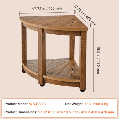 VEVOR Corner Shower Bench, 18.5" Height 17.75" Radius, Faux Wood Grain Polystyrene,159KGS