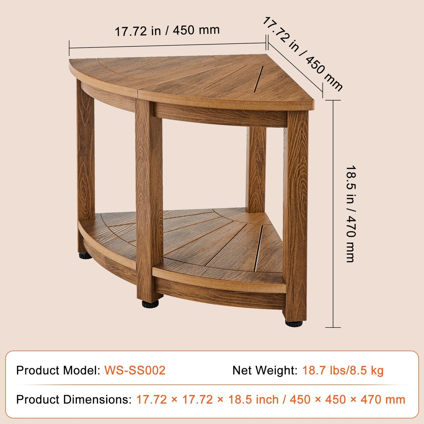 Corner Shower Bench with Storage Shelf, Water Resistant, 0.47m Height, 159kg Capacity