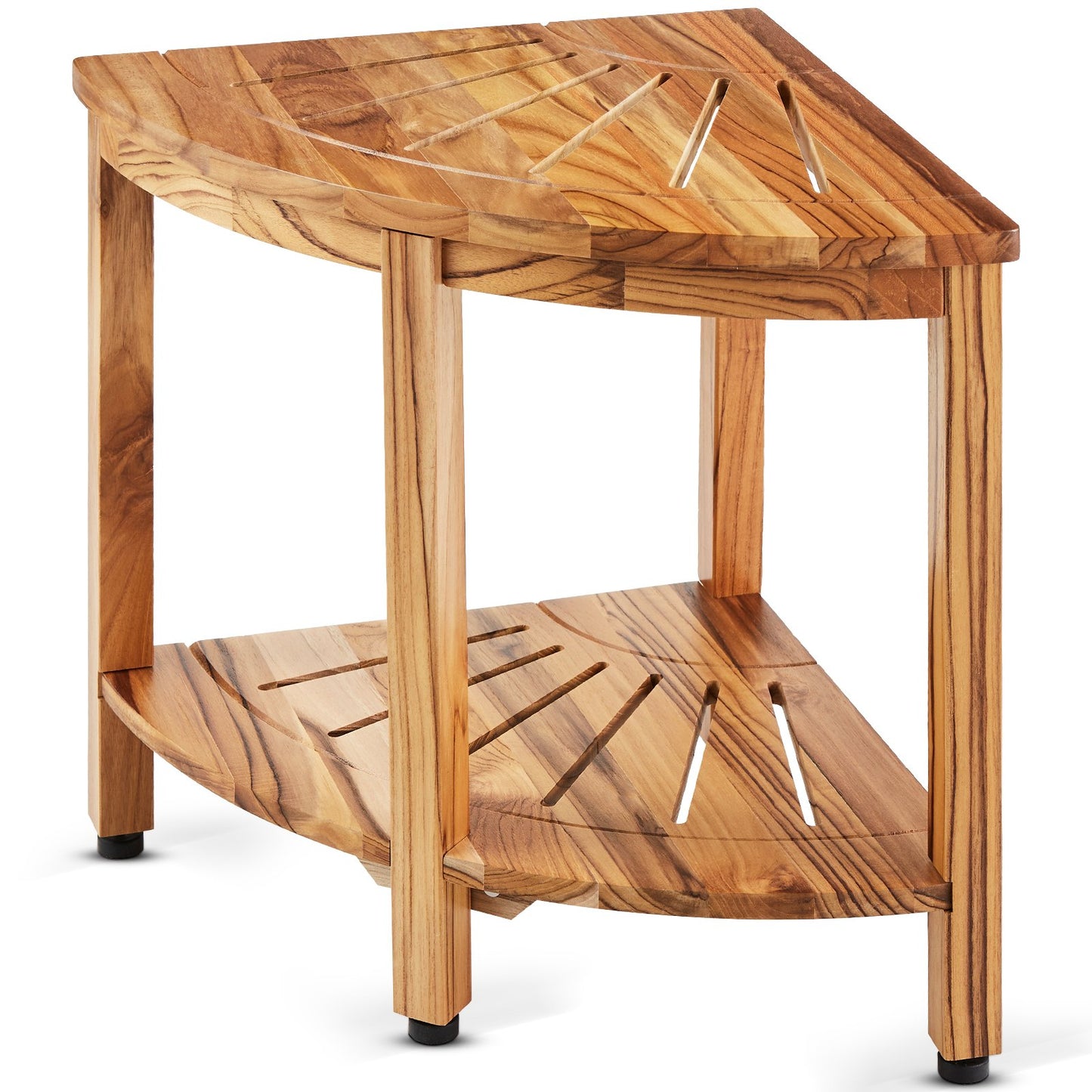 VEVOR Corner Teak Shower Bench, 18.5" Height 15.5" Radius, 100% Teak Wood Corner