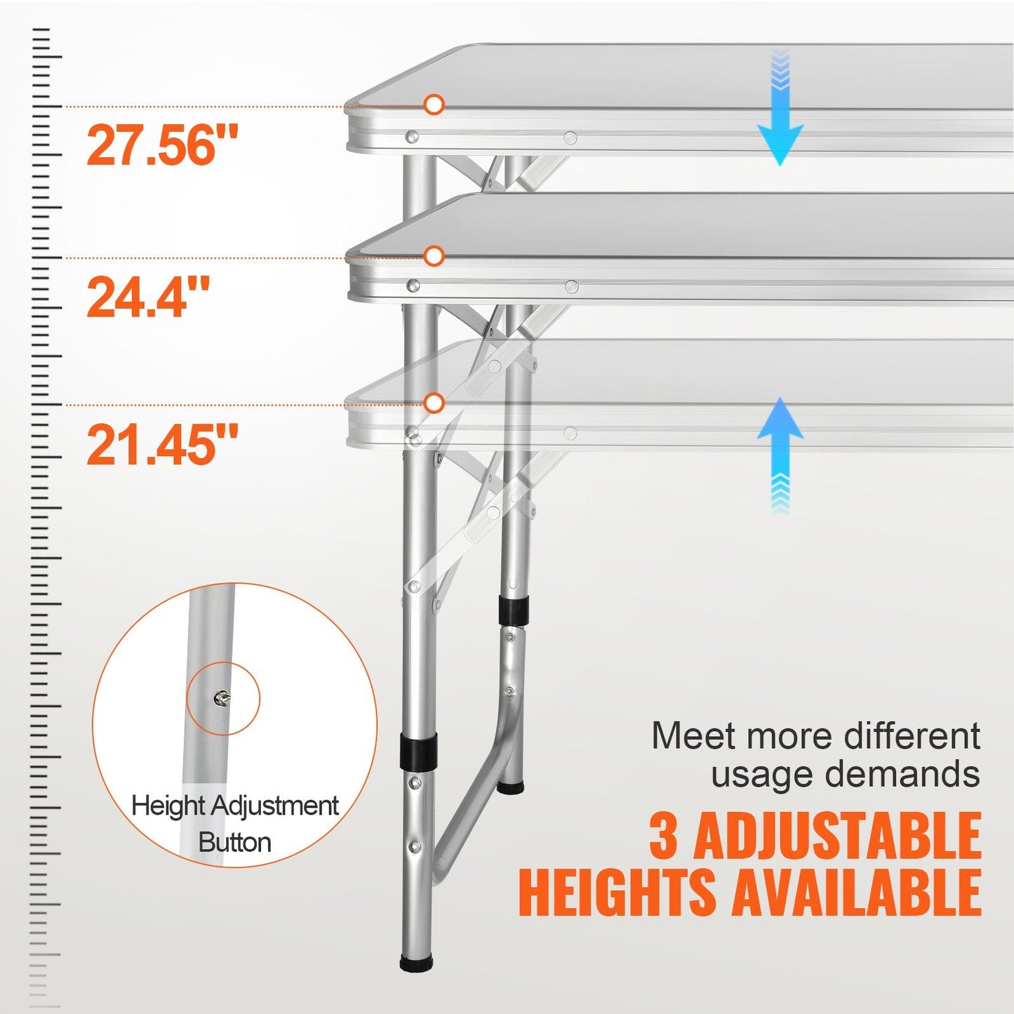 Portable Folding Camping Kitchen Table with Adjustable Heights and Carry Bag