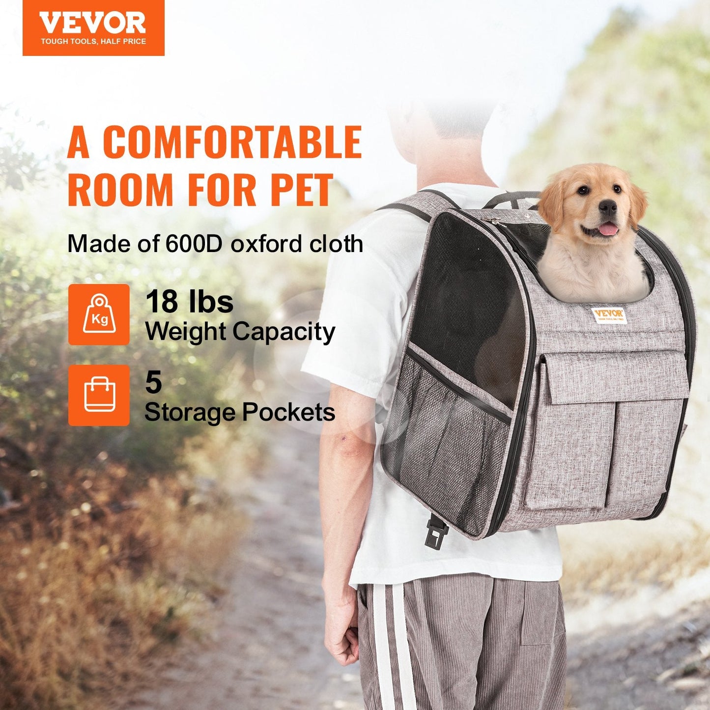 Rolling Pet Carrier with Wheels and Handle, Grey, 8.1 kg Capacity, 0.42m Size