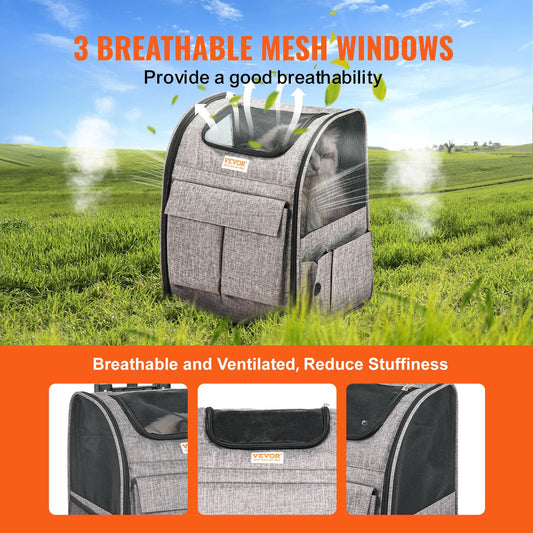 Rolling Pet Carrier with Wheels and Handle, Grey, 8.1 kg Capacity, 0.42m Size