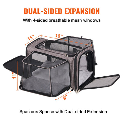 Rolling Gray Pet Carrier with Wheels, Airline Approved, 11.3 kg Capacity