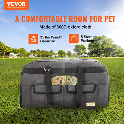 Rolling Pet Carrier with Wheels and Handle, Black, 15.8 kg Capacity