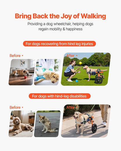 Dog Wheelchair for Back Legs, Lightweight 2 Wheels Pet Wheelchair, Height, Width & Length Adjustable, Dog Cart with Shock-Absorbing Wheels, for Injured, Disabled Dogs 15.8-21.7 kg, Medium