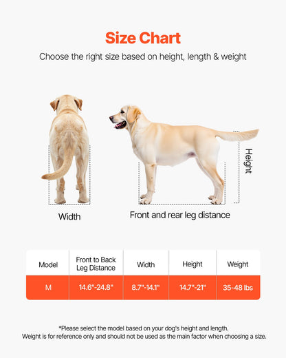 Dog Wheelchair for Back Legs, Lightweight 2 Wheels Pet Wheelchair, Height, Width & Length Adjustable, Dog Cart with Shock-Absorbing Wheels, for Injured, Disabled Dogs 15.8-21.7 kg, Medium