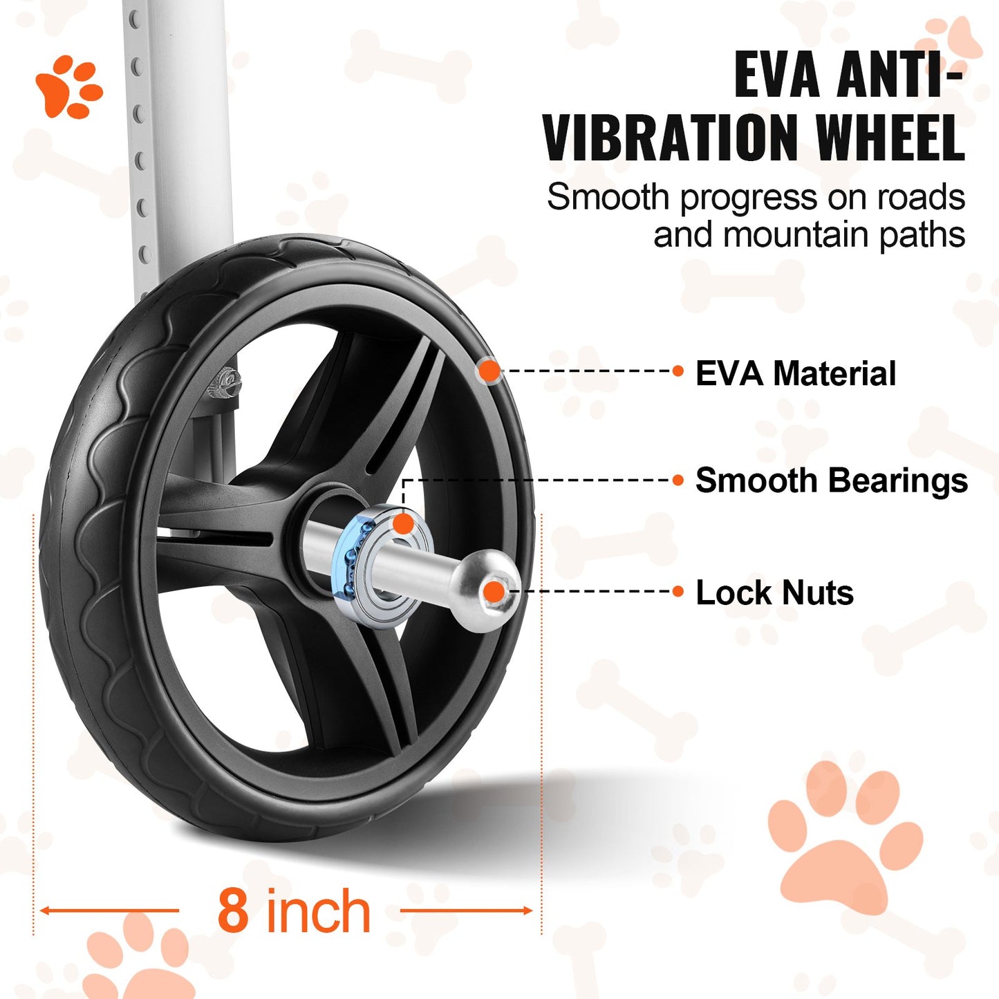 VEVOR 2 Wheels Dog Wheelchair for Back Legs, Pet Wheelchair Lightweight & Adjustable