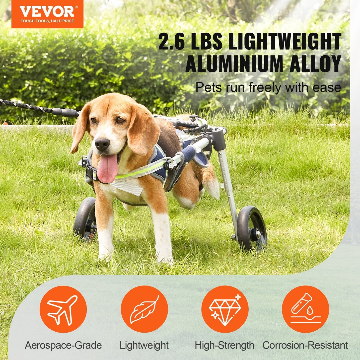 Adjustable Lightweight Dog Wheelchair for Hind Legs Support and Mobility