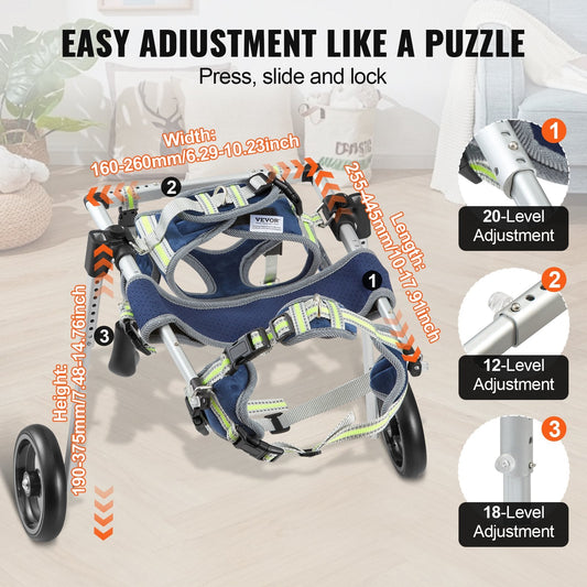 Adjustable Lightweight Dog Wheelchair for Hind Legs Support and Mobility