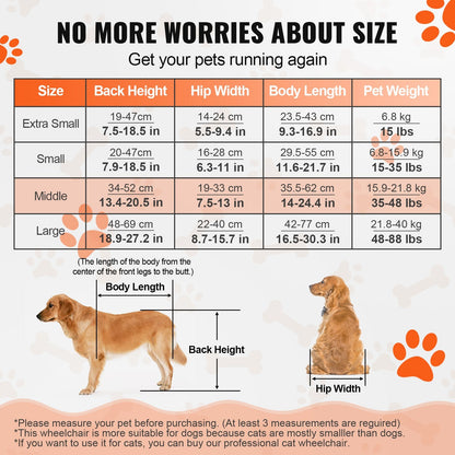 Adjustable Dog Wheelchair for Hind Legs - Lightweight & Durable (M)