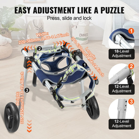 Adjustable Dog Wheelchair for Hind Legs - Lightweight & Durable (M)