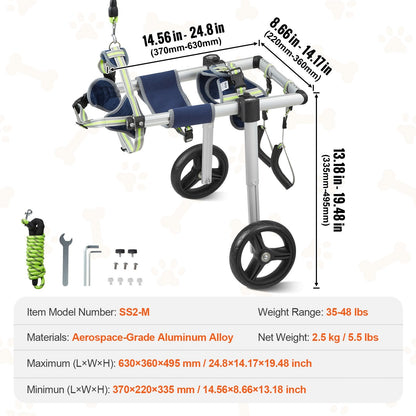 Adjustable Dog Wheelchair for Hind Legs - Lightweight & Durable (M)