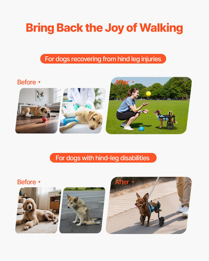 Dog Wheelchair for Back Legs, Adjustable 2 Wheels Pet Wheelchair, Lightweight  Dog Cart with Shock-Absorbing Wheels, Mobility Support Wheel Chair for Disabled Injured Dogs up to 10kg , X-Small