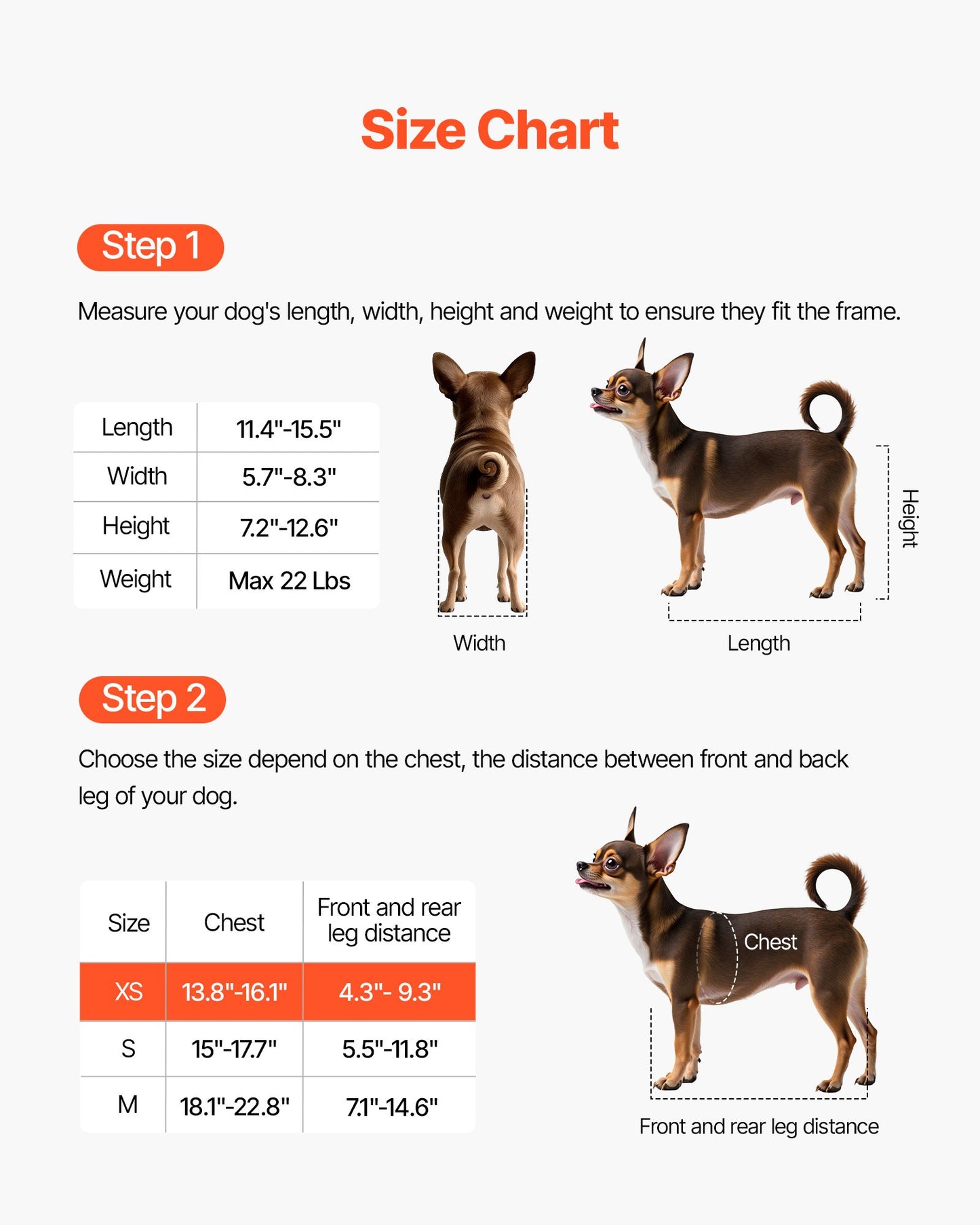 Dog Wheelchair for Back Legs, Adjustable 2 Wheels Pet Wheelchair, Lightweight  Dog Cart with Shock-Absorbing Wheels, Mobility Support Wheel Chair for Disabled Injured Dogs up to 10kg , X-Small