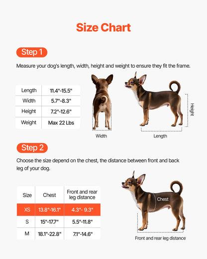 Dog Wheelchair for Back Legs, Adjustable 2 Wheels Pet Wheelchair, Lightweight  Dog Cart with Shock-Absorbing Wheels, Mobility Support Wheel Chair for Disabled Injured Dogs up to 10kg , X-Small