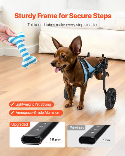 Dog Wheelchair for Back Legs, Adjustable 2 Wheels Pet Wheelchair, Lightweight  Dog Cart with Shock-Absorbing Wheels, Mobility Support Wheel Chair for Disabled Injured Dogs up to 10kg , X-Small