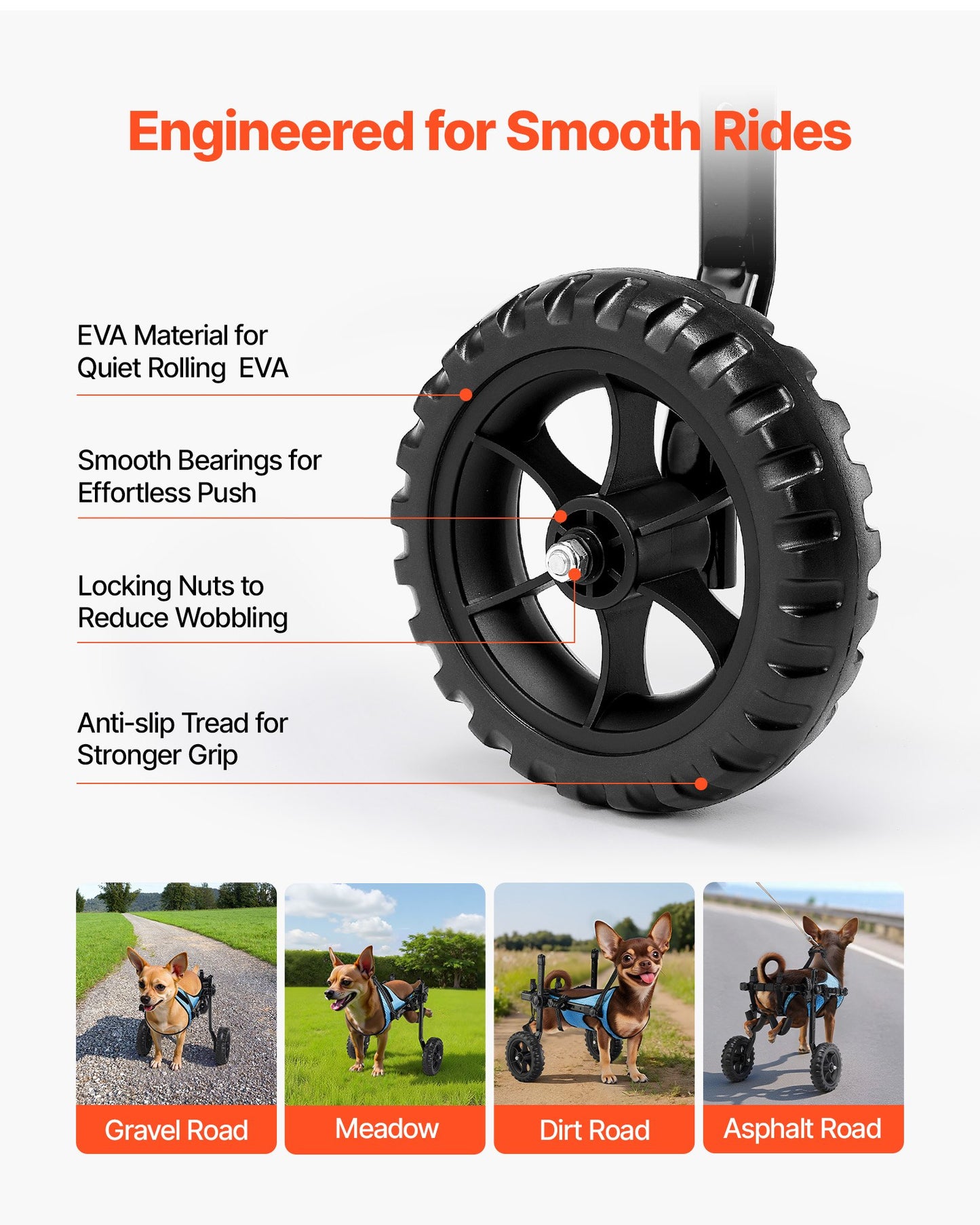 Dog Wheelchair for Back Legs, Adjustable 2 Wheels Pet Wheelchair, Lightweight  Dog Cart with Shock-Absorbing Wheels, Mobility Support Wheel Chair for Disabled Injured Dogs up to 10kg , X-Small