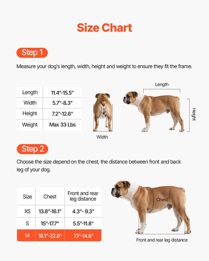 Dog Wheelchair for Back Legs, Adjustable 2 Wheels Pet Wheelchair, Lightweight  Dog Cart with Shock-Absorbing Wheels, Mobility Support Wheel Chair for Disabled Injured Dogs up to 15kg, Medium