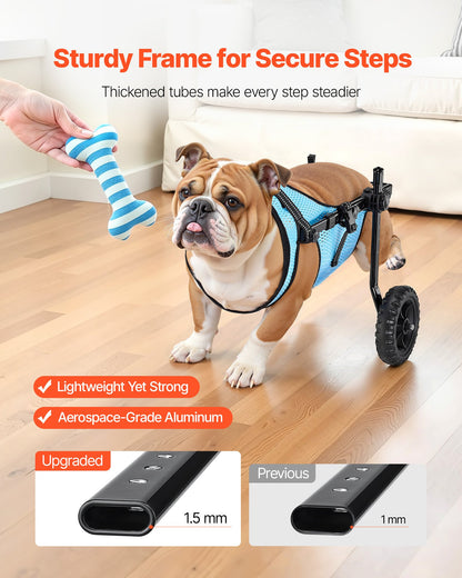 Dog Wheelchair for Back Legs, Adjustable 2 Wheels Pet Wheelchair, Lightweight  Dog Cart with Shock-Absorbing Wheels, Mobility Support Wheel Chair for Disabled Injured Dogs up to 15kg, Medium