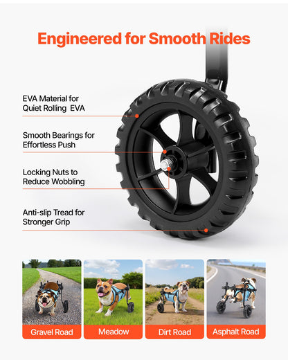 Dog Wheelchair for Back Legs, Adjustable 2 Wheels Pet Wheelchair, Lightweight  Dog Cart with Shock-Absorbing Wheels, Mobility Support Wheel Chair for Disabled Injured Dogs up to 15kg, Medium