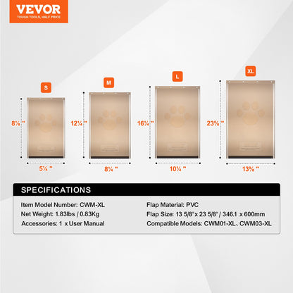 VEVOR Pet Door Replacement Flap 34.61 x 60 cm Compatible with VEVOR Pet Doors