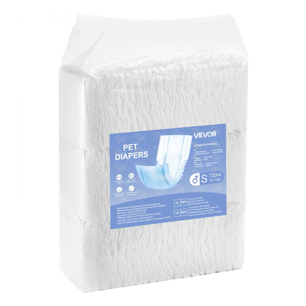 VEVOR Disposable Male Dog Diapers Super Absorbent Male Dog Wraps S 144 Count