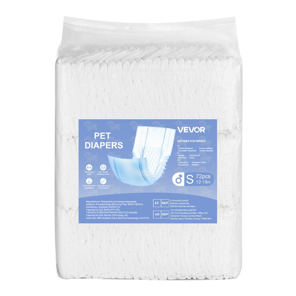VEVOR Disposable Male Dog Diapers Super Absorbent Male Dog Wraps S 144 Count