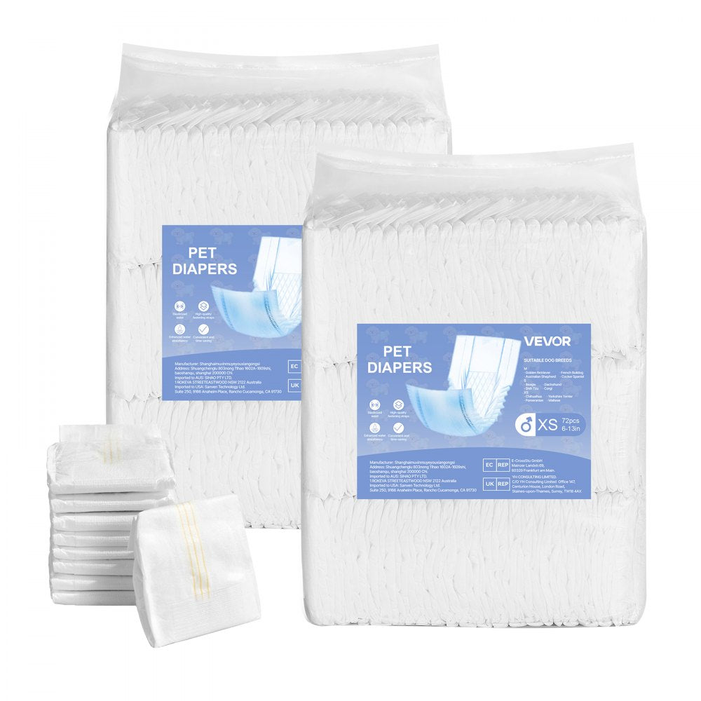 Disposable Male Dog Diapers Super Absorbent Male Dog Wraps XS 144 Count