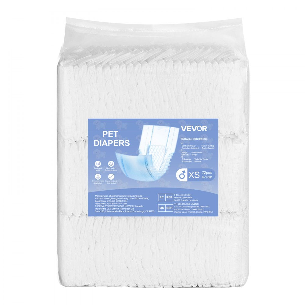 Disposable Male Dog Diapers Super Absorbent Male Dog Wraps XS 144 Count