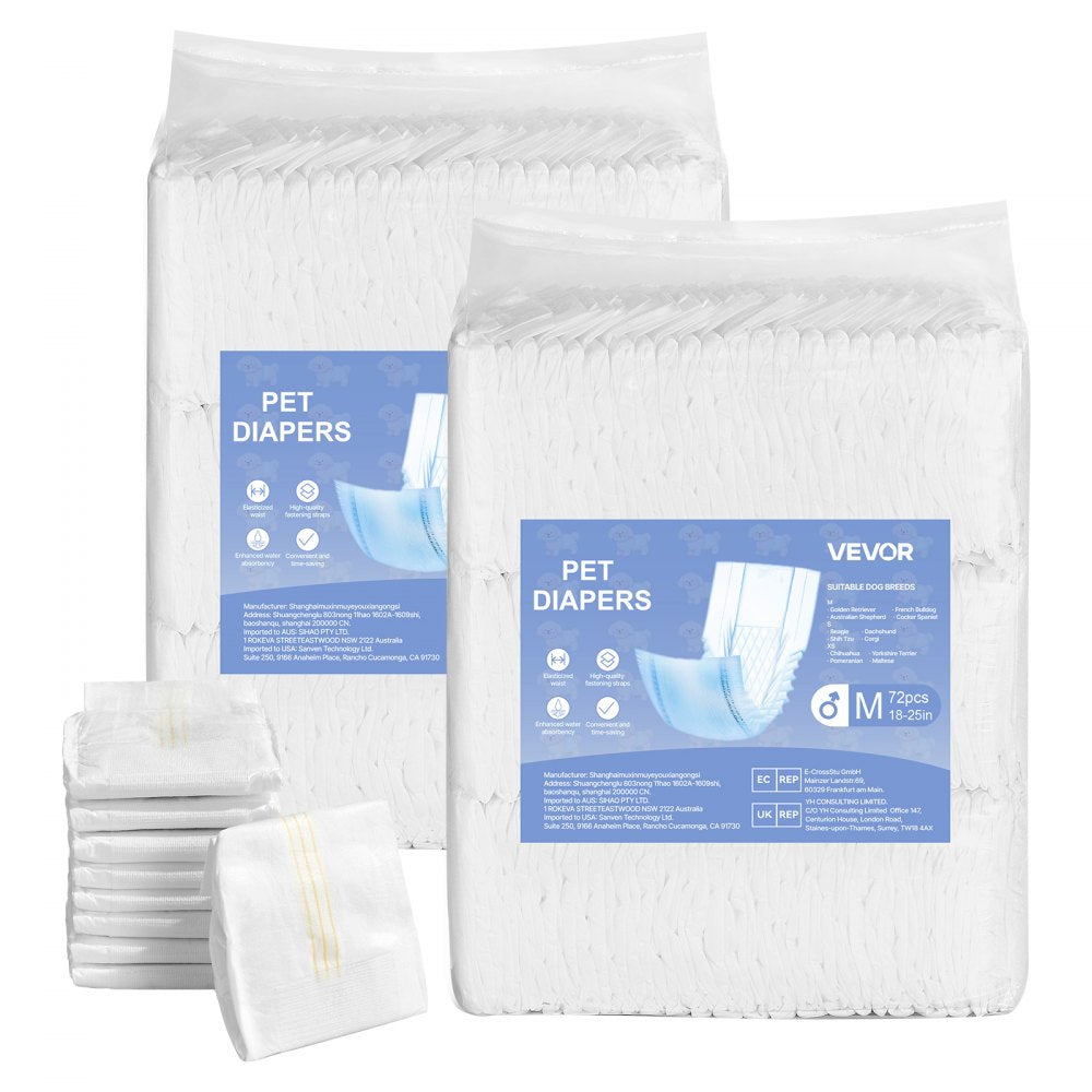 Disposable Male Dog Diapers Super Absorbent Male Dog Wraps M 144 Count