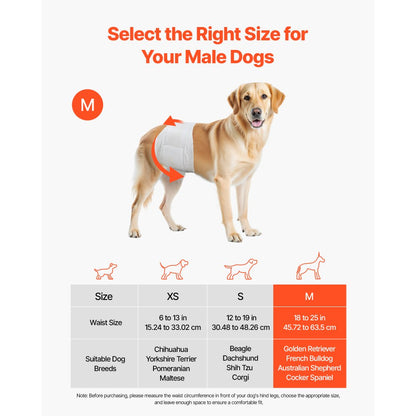 VEVOR Disposable Male Dog Diapers Super Absorbent Male Dog Wraps M Size 96 Count