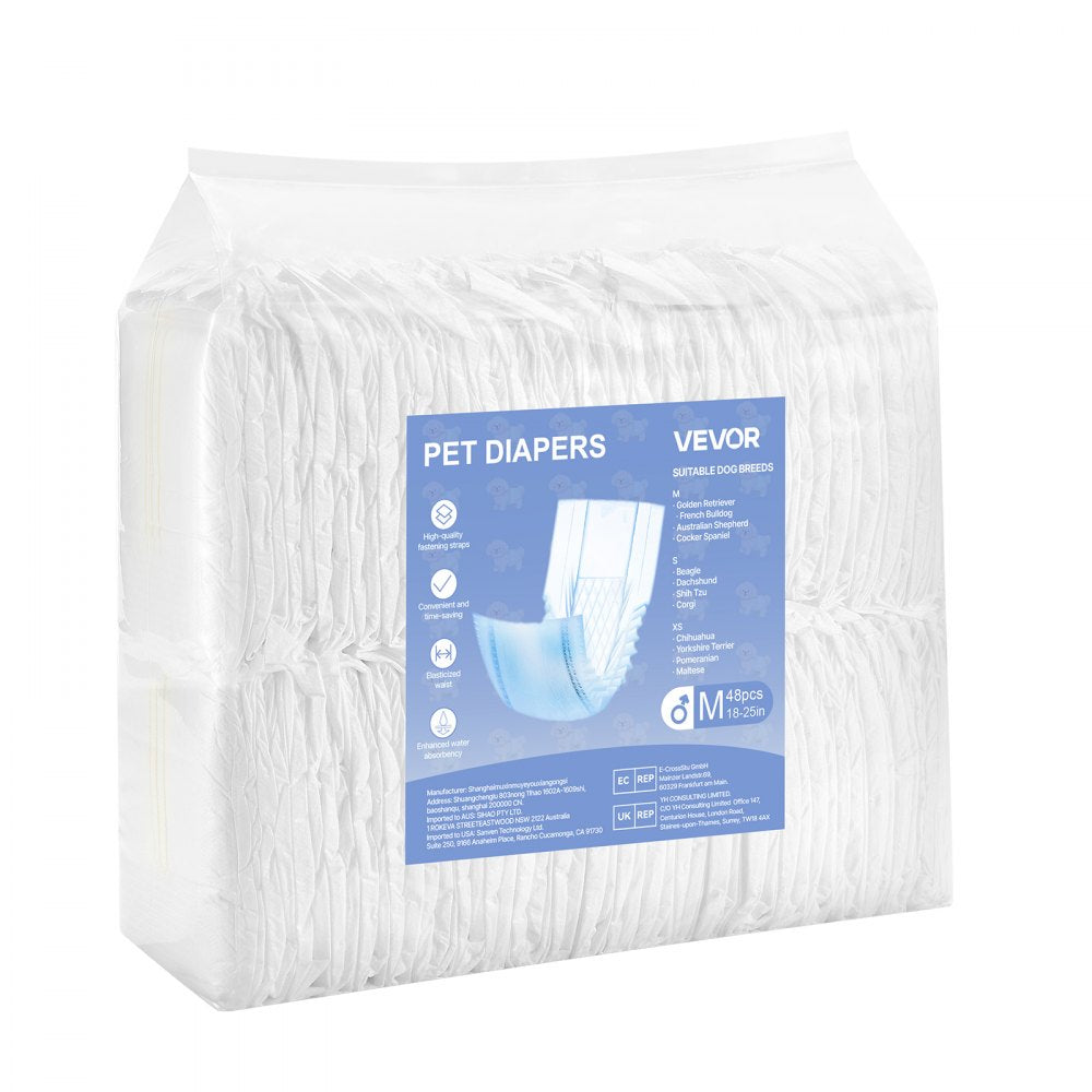 VEVOR Disposable Male Dog Diapers Super Absorbent Male Dog Wraps M Size 96 Count