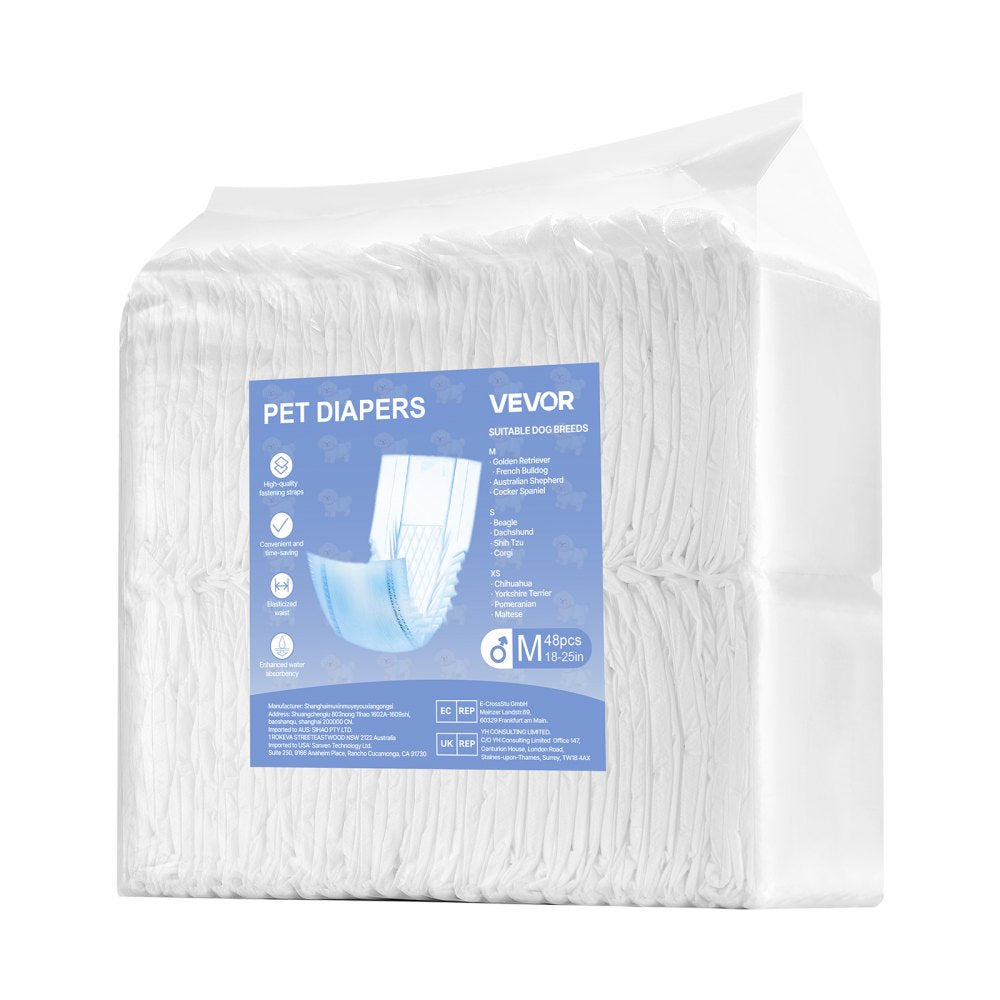 VEVOR Disposable Male Dog Diapers Super Absorbent Male Dog Wraps M Size 96 Count