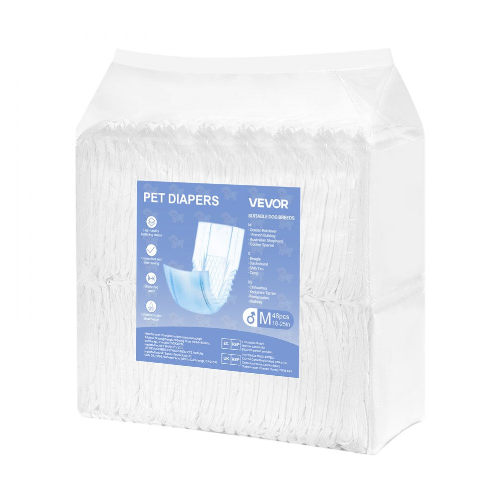 VEVOR Disposable Male Dog Diapers Super Absorbent Male Dog Wraps M Size 96 Count
