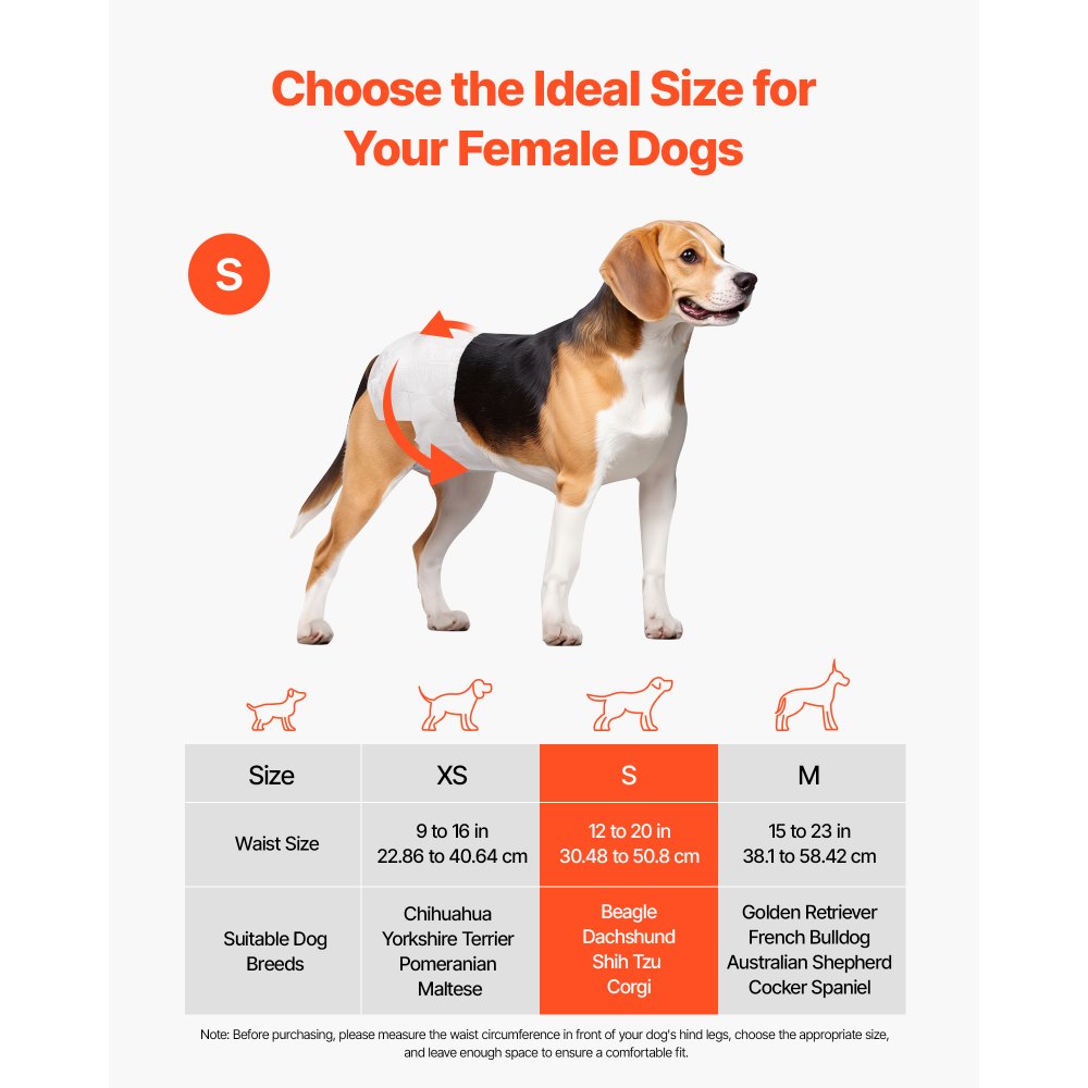 VEVOR Disposable Dog Diapers Super Absorbent Female Dog Diapers S Size 144 Count