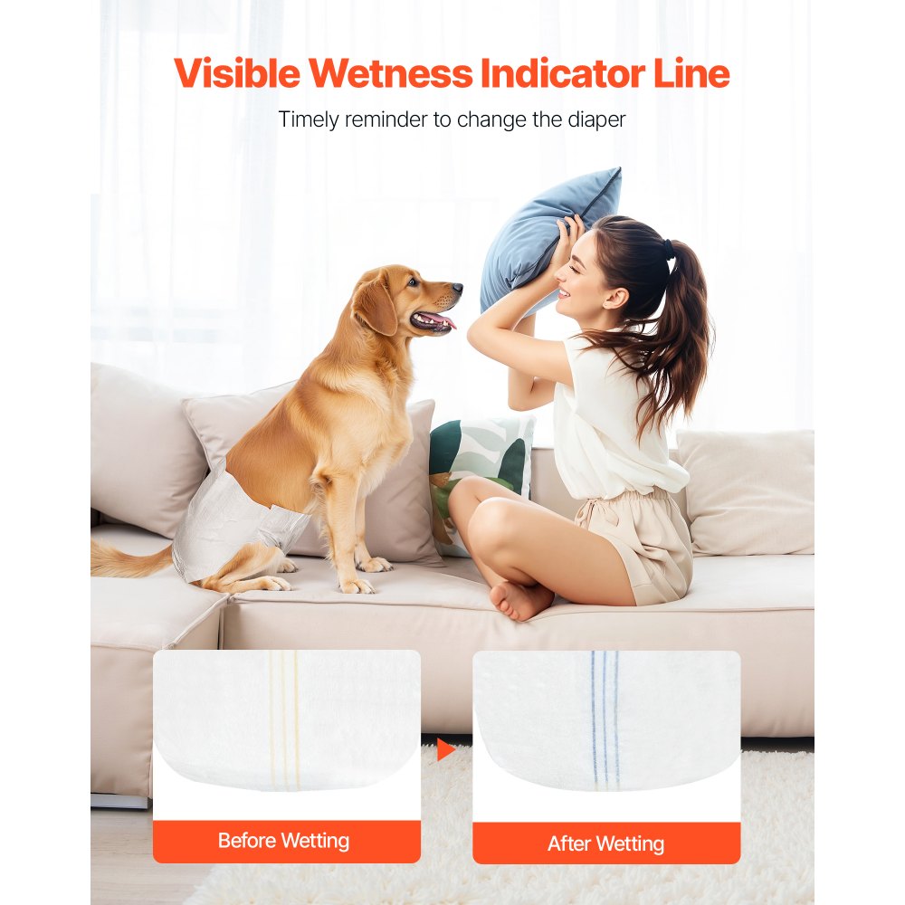 VEVOR Disposable Dog Diapers Super Absorbent Female Dog Diapers M Size 144 Count