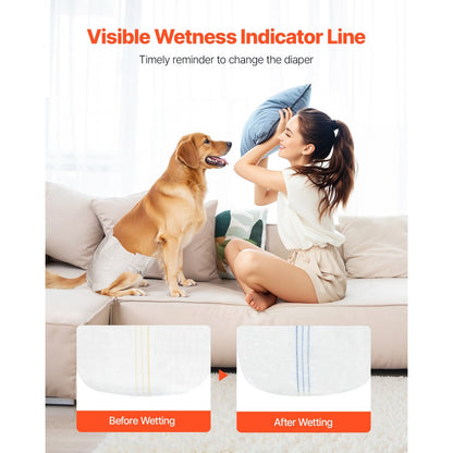 VEVOR Disposable Dog Diapers Super Absorbent Female Dog Diapers M Size 144 Count