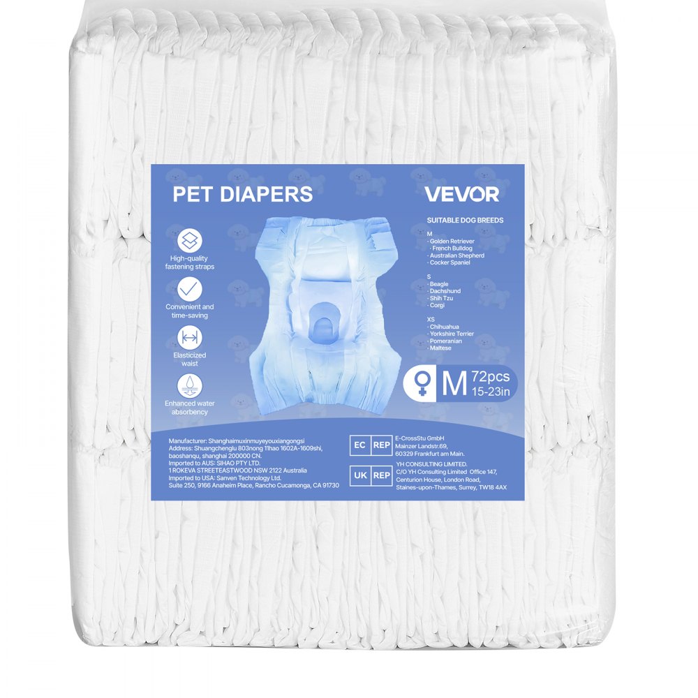 VEVOR Disposable Dog Diapers Super Absorbent Female Dog Diapers M Size 144 Count