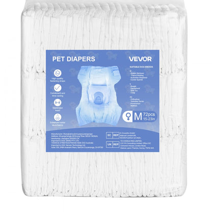 VEVOR Disposable Dog Diapers Super Absorbent Female Dog Diapers M Size 144 Count
