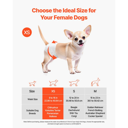 VEVOR Disposable Dog Diapers Super Absorbent Female Dog Diaper XS Size 144 Count