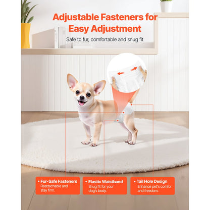 VEVOR Disposable Dog Diapers Super Absorbent Female Dog Diaper XS Size 144 Count