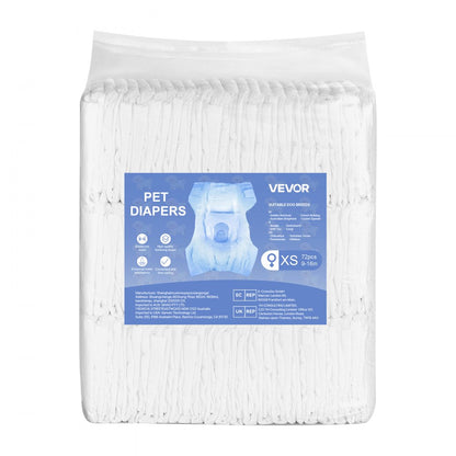 VEVOR Disposable Dog Diapers Super Absorbent Female Dog Diaper XS Size 144 Count
