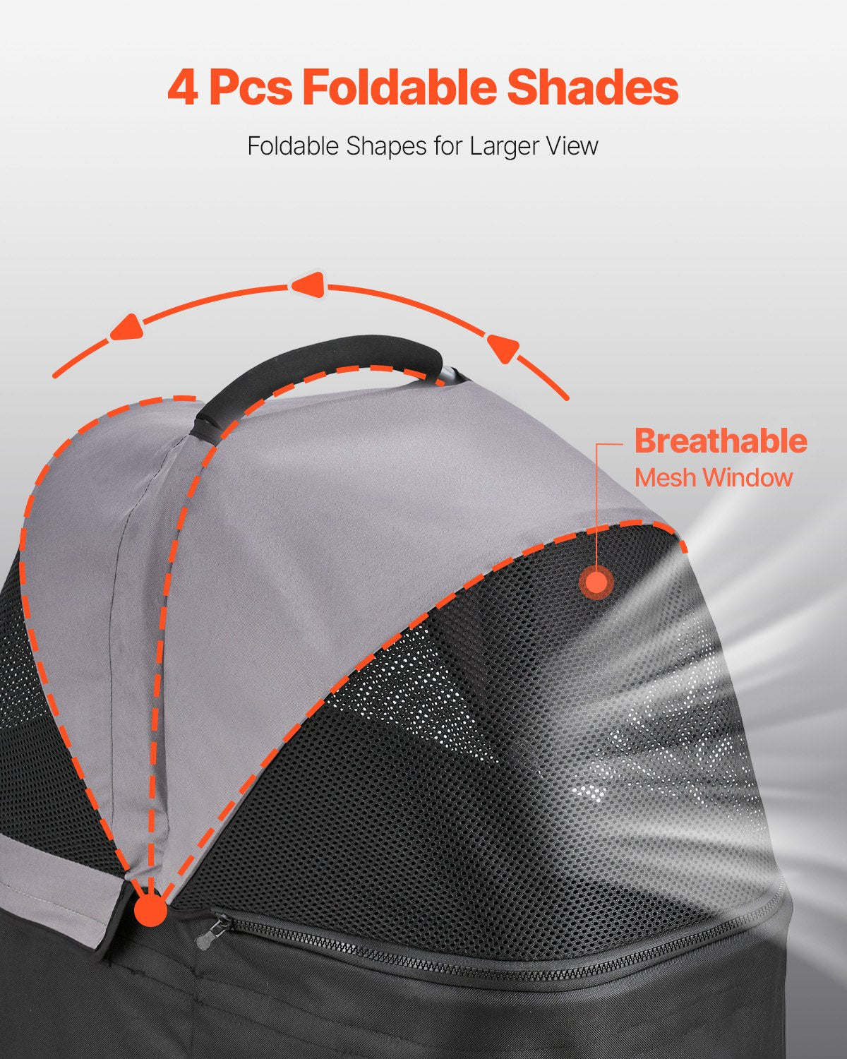 Pet Stroller, 16KG Weight Capacity, Foldable Dog Stroller Cart, 4 Wheels Cats Pram with Detachable Carrier & Mesh Windows, Portable Animal Carrier with Brake for Small to Medium Pets