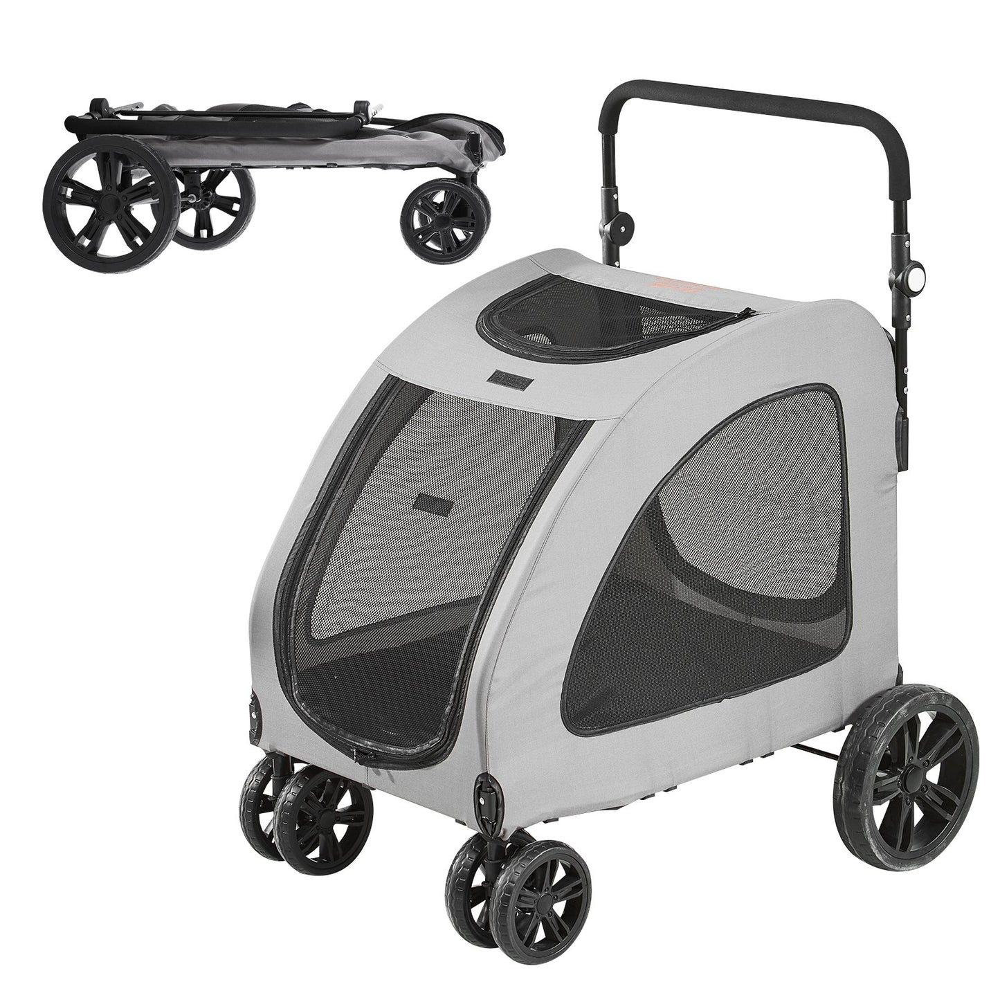VEVOR Pet Stroller, 4 Wheels Dog Stroller Rotate with Brakes, 160lbs Weight Capacity,