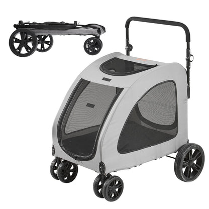 VEVOR Pet Stroller, 4 Wheels Dog Stroller Rotate with Brakes, 160lbs Weight Capacity,
