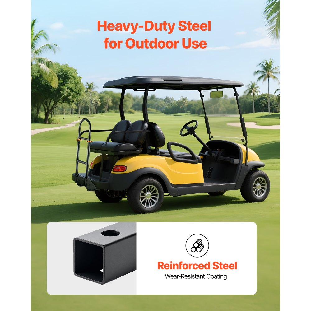 Golf Cart Rear Seat Grab Bar for Most Golf Carts with Metal Footplates