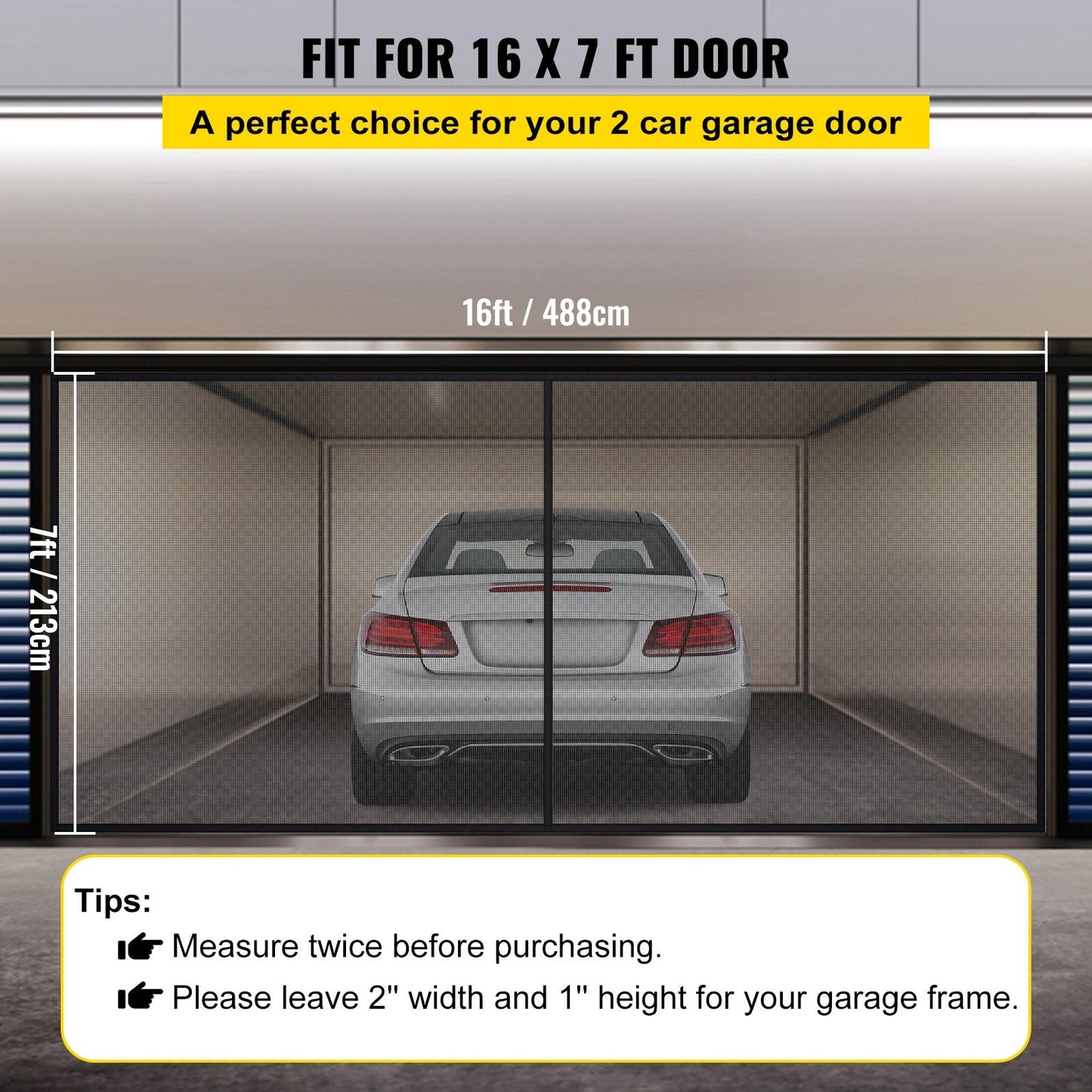Heavy-Duty Fiberglass Garage Door Screen, 4.88 x 2.13 m, Easy Install & Retract