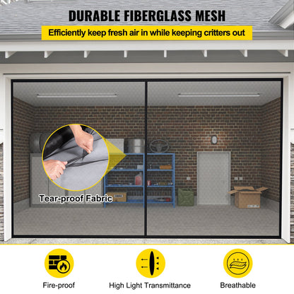 VEVOR Garage Door Screen, 16 x 7 ft for 2 Cars, 5.2 lbs Heavy-Duty Fiberglass Mesh